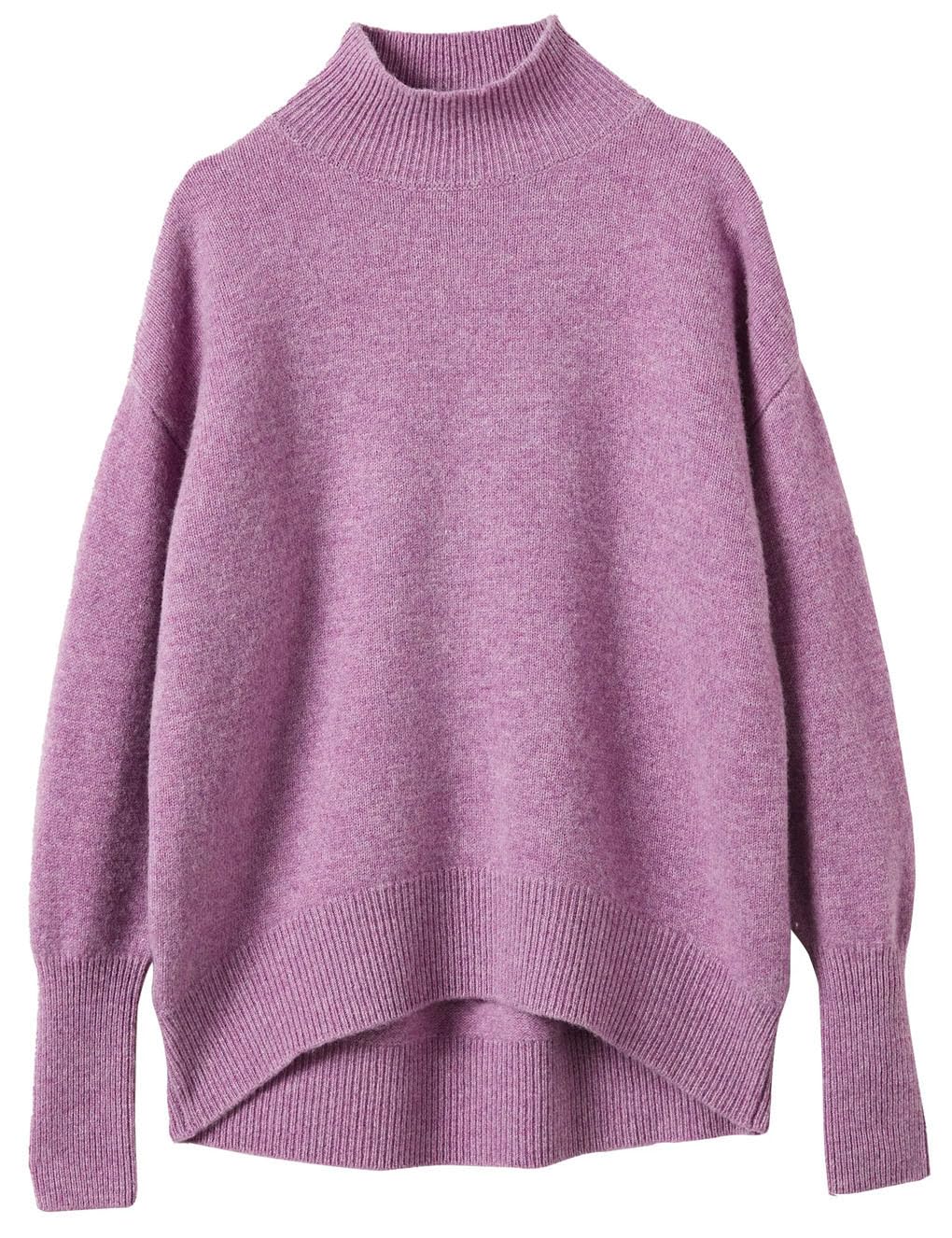 keusyoi Suéter de lana merina para mujer, suéter de invierno con cuello alto falso, manga larga, suéter de punto suelto