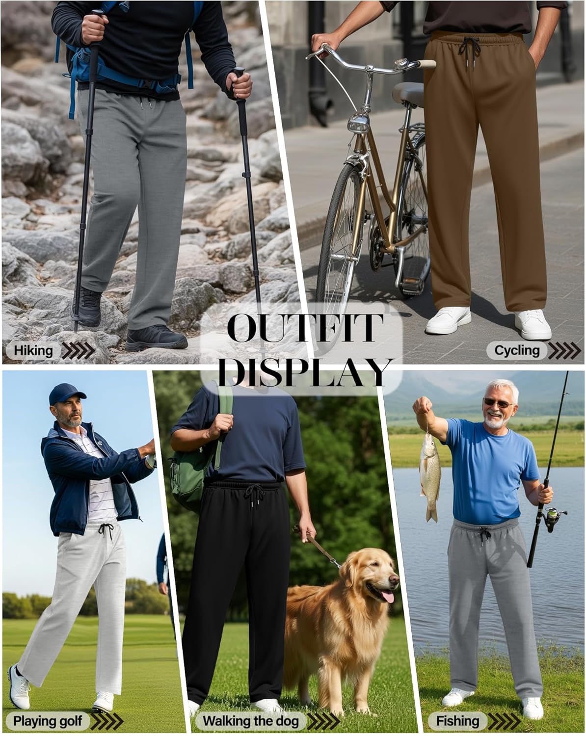 4 Pack Men's Sweatpants Open Bottom with Pockets Drawstring Athletic Lounge Joggers Baggy Workout Pants - Image 4