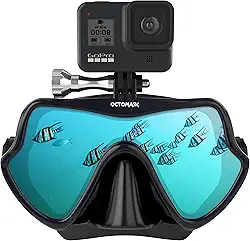 OCTOMASK - Máscara de mergulho sem moldura com suporte para todas as câmeras GoPro Hero para mergulho, snorkeling, mergulho livre