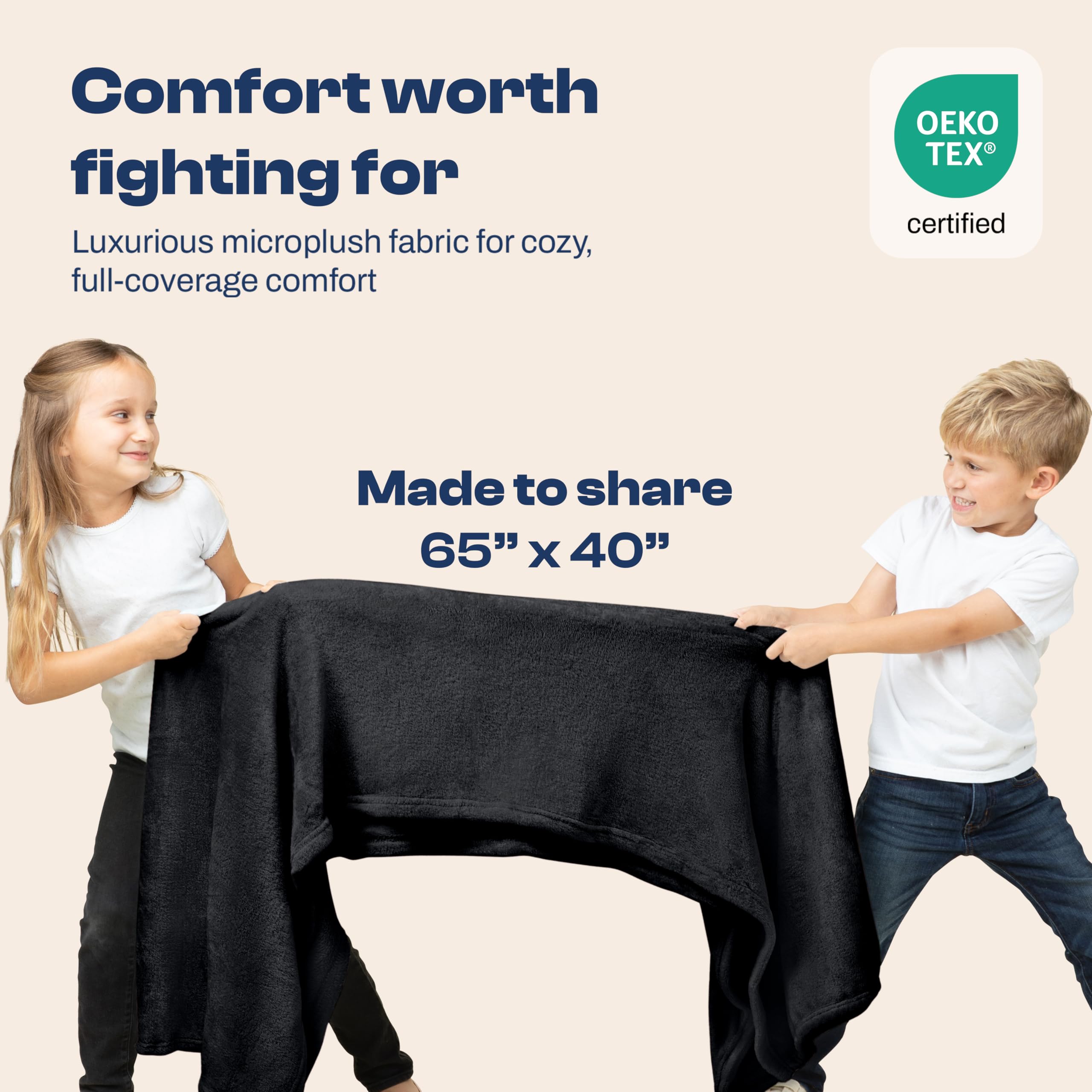 EverSnug Coperta e cuscino da viaggio - Coperta da viaggio morbida 2 in 1 di alta qualità con federa morbida, cinturino per bagaglio a mano e clip per zaino (nero)