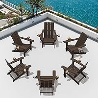 Vista 16 de SERWALL Juego de 2 sillas Adirondack modernas, sillas Adirondack plegables con portavasos dobles, sillas de plástico HDPE para exteriores para Negro