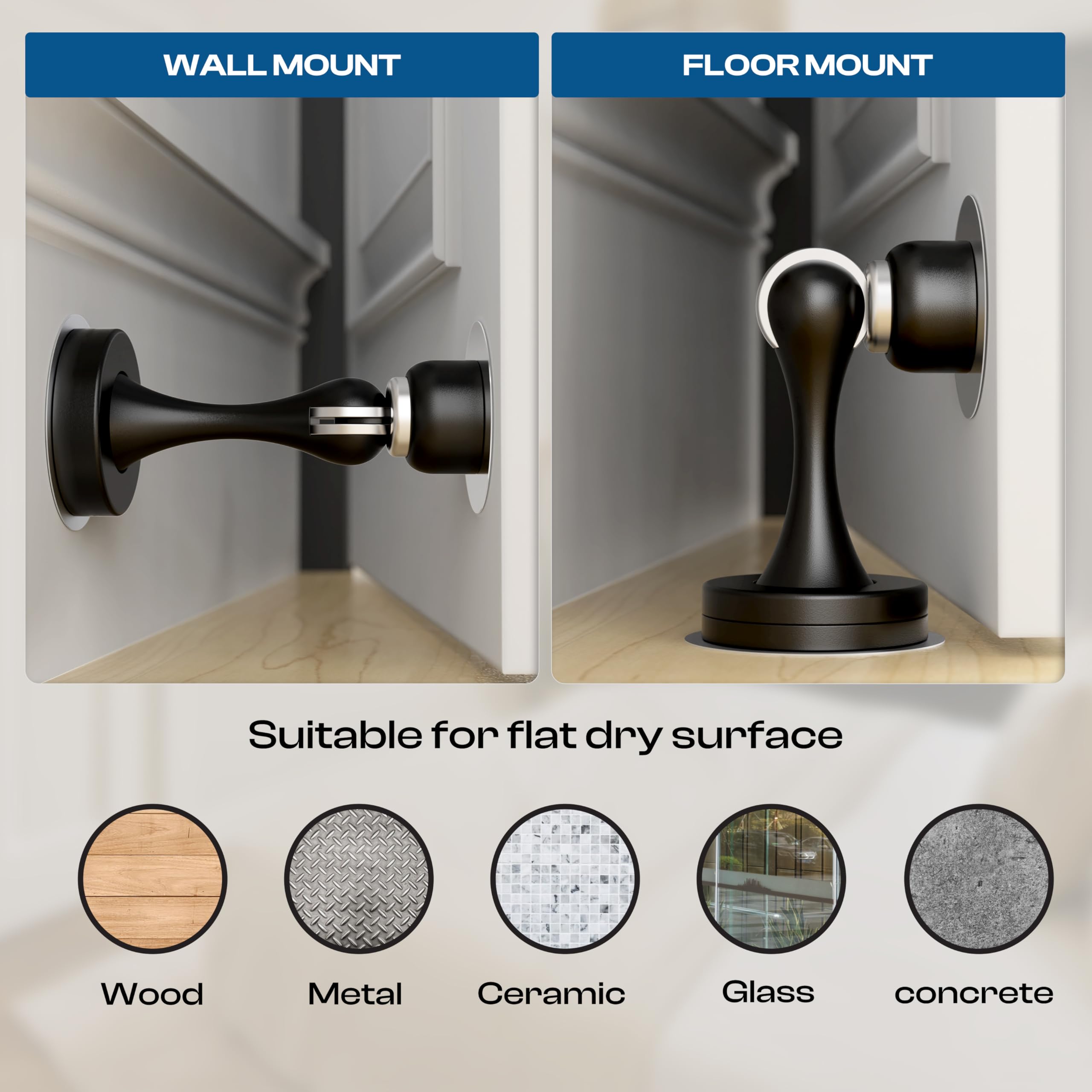 Topes Magnéticos Para Puerta, Color Blanco, Paquete De 4 Topes Magnéticos Para Puerta, 3M, Cinta Adhesiva De Doble Cara, Soporte Magnético Para Puerta Inferior De Puerta, Imanes Decorativos, Tope De