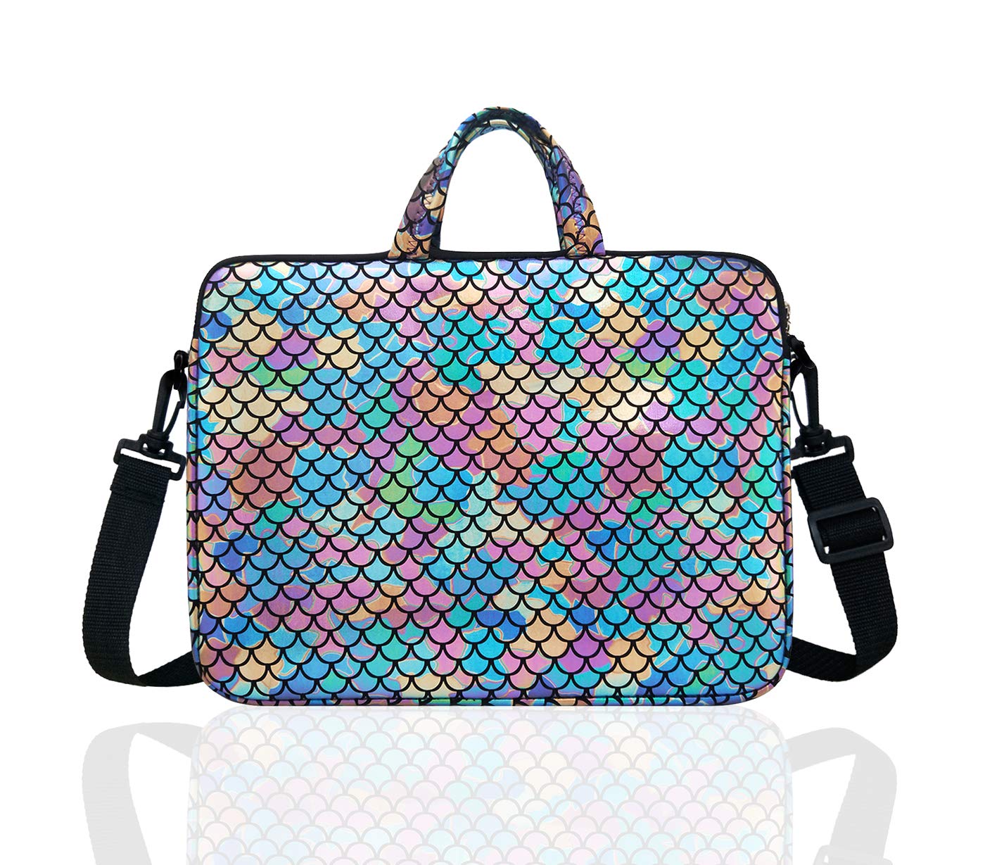 14-Inch Laptop Shoulder Carrying Bag Case Sleeve For 13" 13.3" 14 inch Macbook/Notebook/Ultrabook/Chromebook, Mermaid Scale (Colorful)