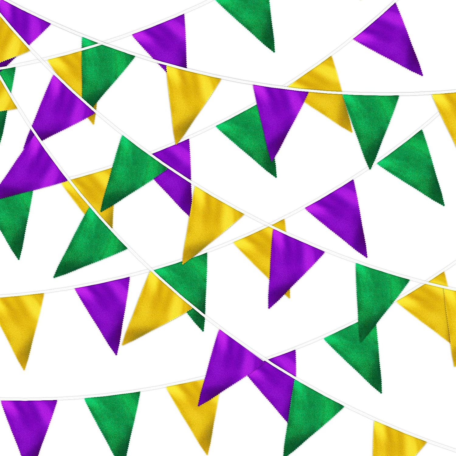 MARFOREVER 28 FT Spring Yellow Green White Pennant Banner Flags, 30 Pcs Fabric Triangle Flag Bunting Garland Banner for Baby Shower Nursery Garden Wedding Engagement Golf Theme Party Decorations