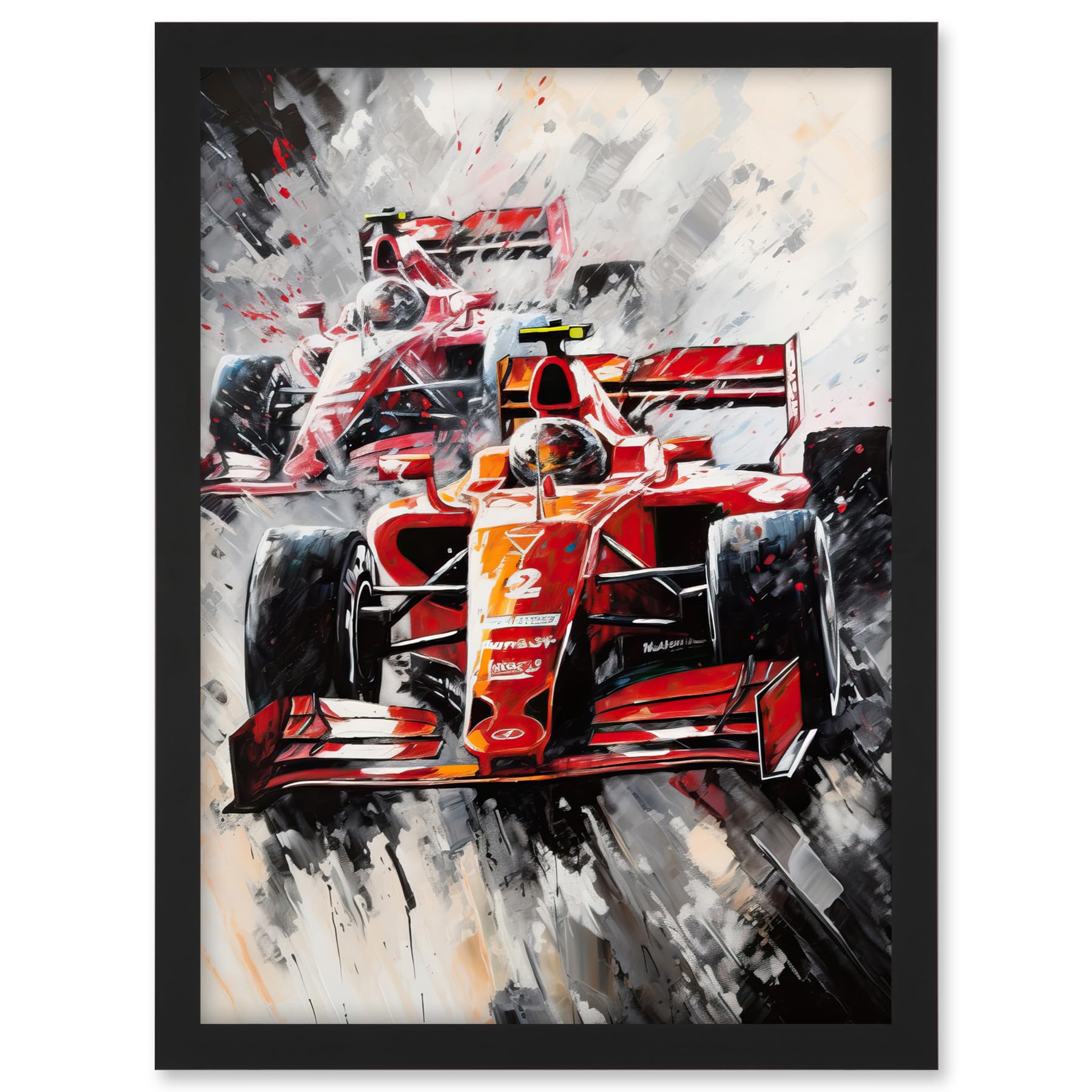 Artery8 Grand Prix Track Circuit Cars Racing Paint Splat Artwork Framed A3 Wall Art Print