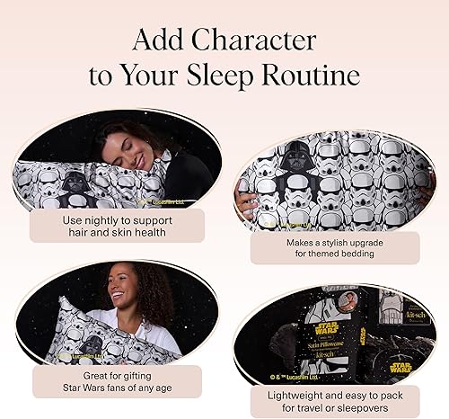 Vista 302 de Kitsch x Elf - Funda de almohada de satén con cremallera de tamaño queen/estándar, para el cabello y la piel, funda más suave que la seda, lavable a