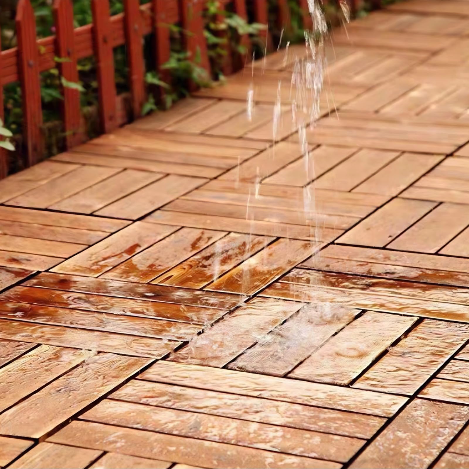 Dalles de Terrasse Emboîtables, Caillebotis Bois Exterieur Dur Résistantes, Planches de Terrasse pour Patio, Balcon, Arrière-Cour et Bord de Piscine, 30x30x2.3cm(Size:11 pcs,Color:A)