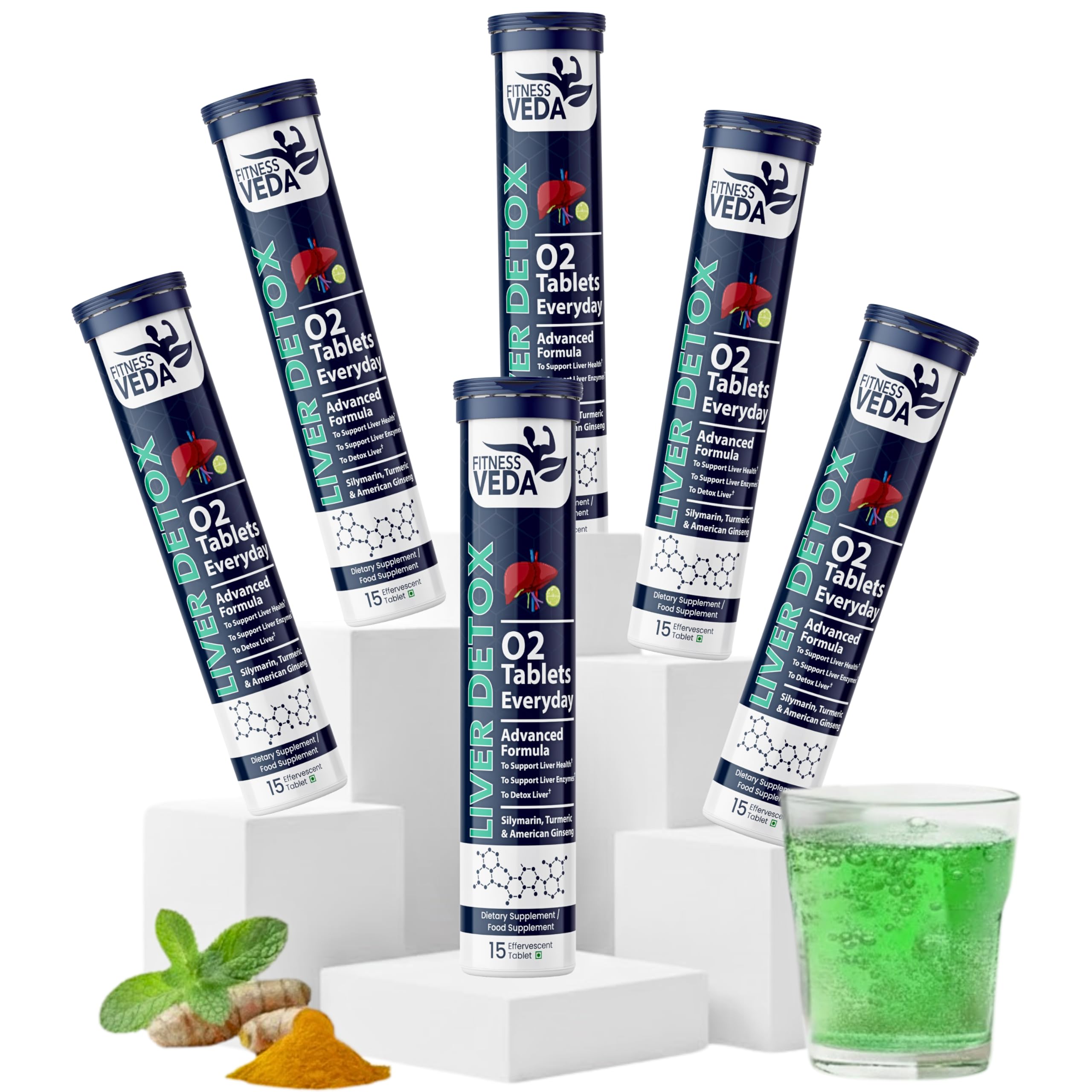 Fitness Veda Liver Detox Effervescent- Pack of 6 | Fatty Liver Health Supplement | Milk Thistle With American Ginseng | Drop, Dissolve, Fizz & Drink | Advanced Ayurvedic Formula for Liver Health – 15 Tablets Each-image-4
