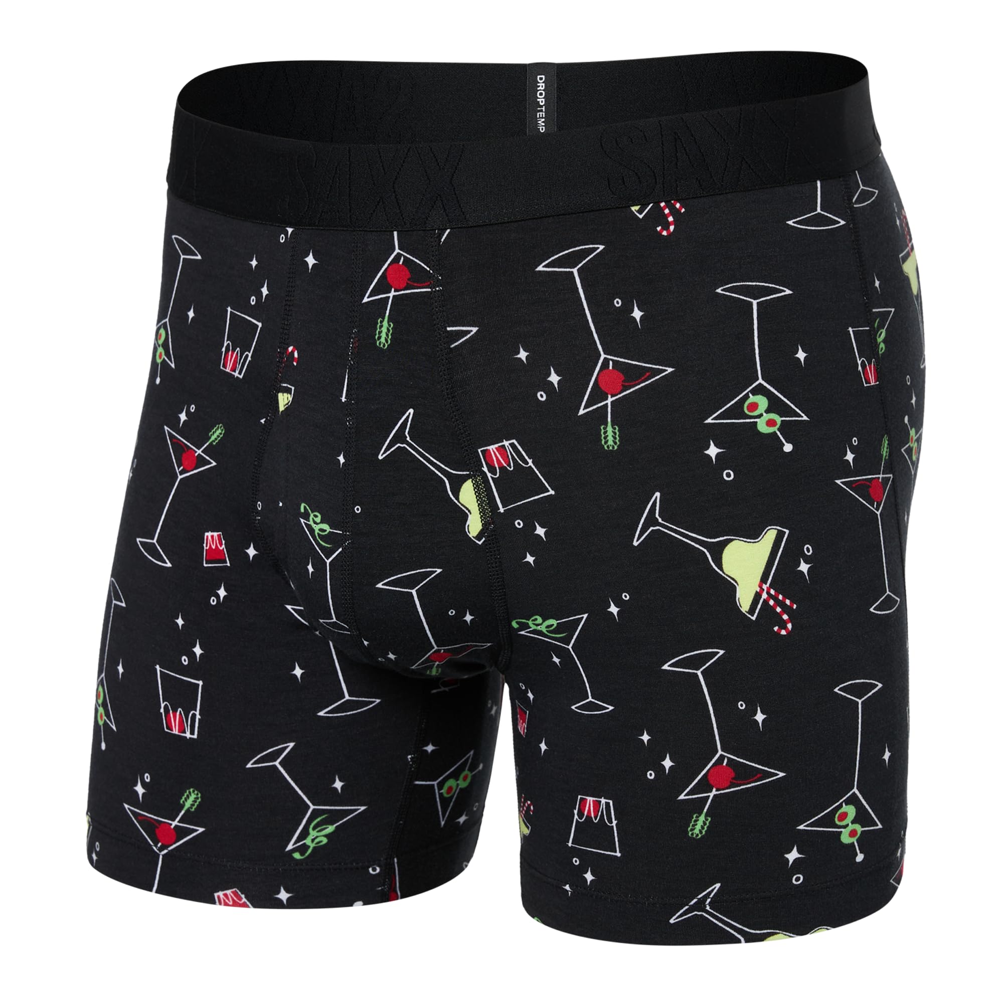 SAXX Underwear Co. Men's Droptemp Cooling Cotton Boxer Brief Fly, Atomic Happy Hour-black, S