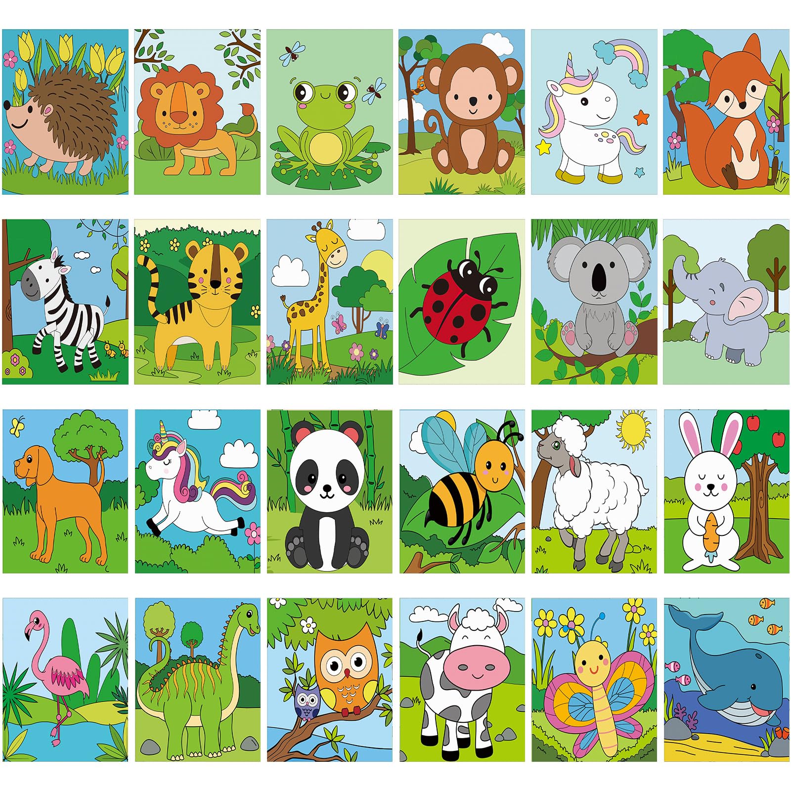 Sherr 24 Pcs Pre Drawn Canvas for Painting Adult Pre Printed Canvas Bulk Sip and Paint Kit Stretched Panels Paint Set for Theme Valentine Painting Night Party Favor(Jungle Animal,8 x 10 Inch)