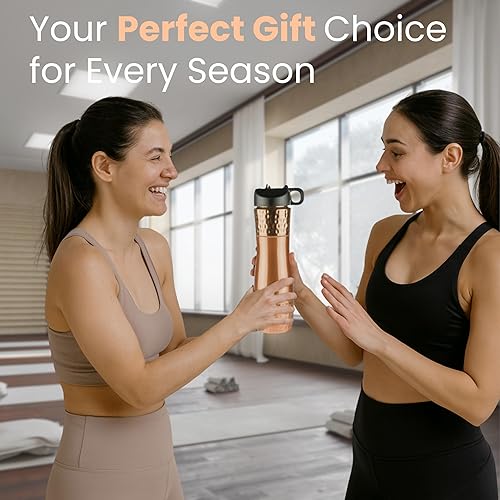 Miniatura 9 de Nava - Botella de agua de cobre puro con tapa y pajilla, 33.5 onzas, a prueba de fugas, botella de cobre ayurveda para beneficios de salud