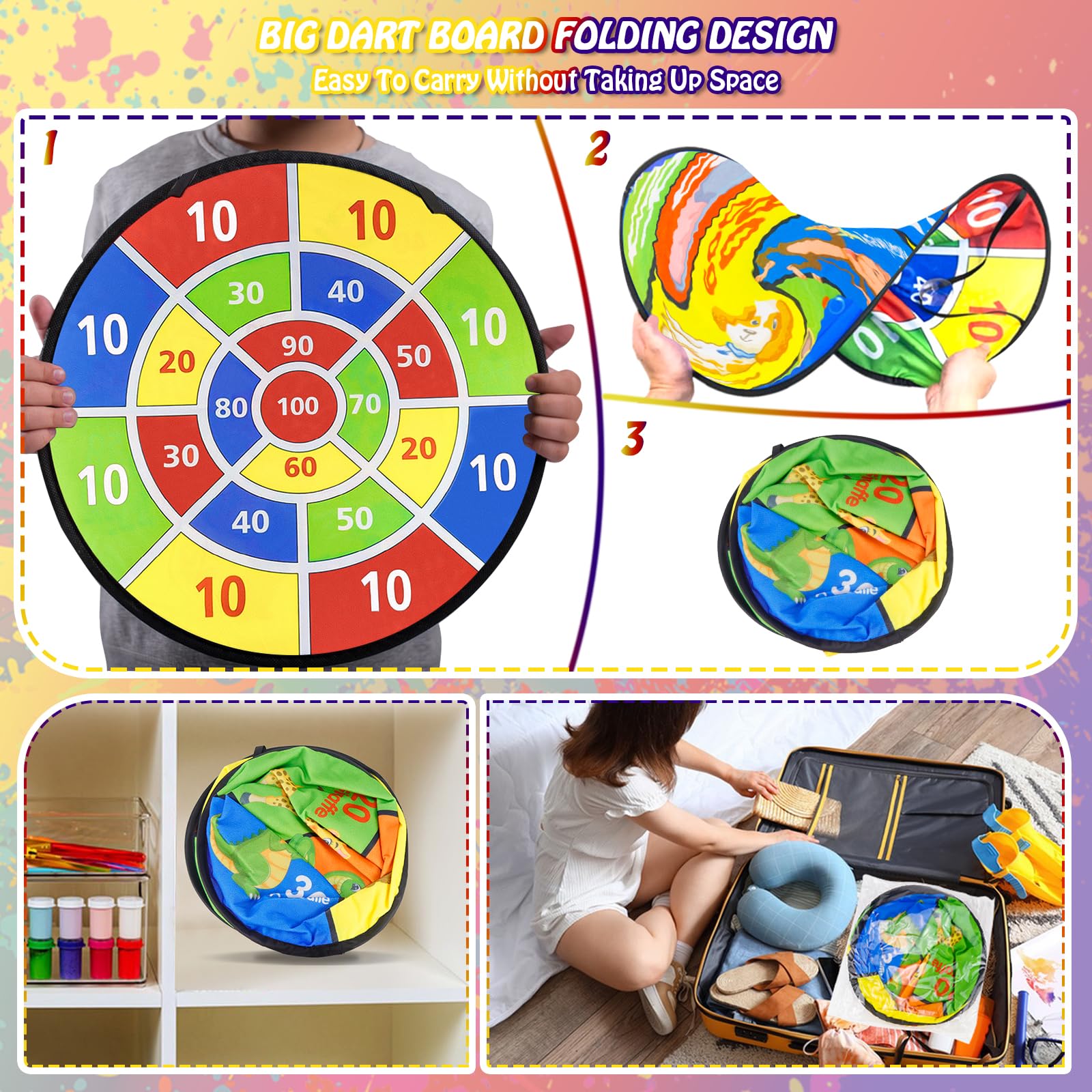 Opvouwbaar Dartbord Voor Binnen En Buiten - 200 Punten Dartboardset 72 Cm Voor Feestjes En Festivals
