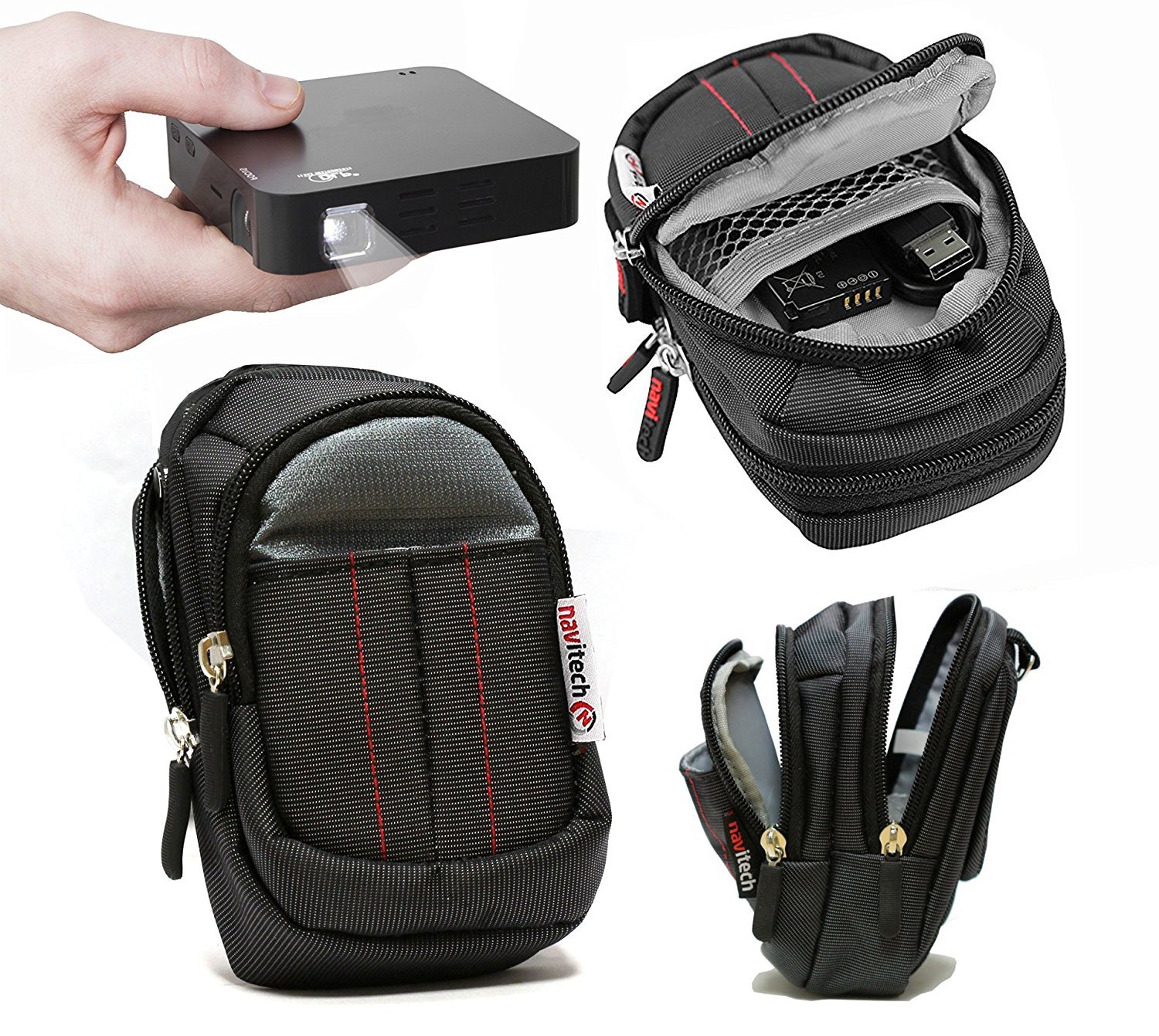 NavitechBlack Protective Portable Projector Carrying Case and Travel Bag for The iCODIS CB-100 Pico Projector