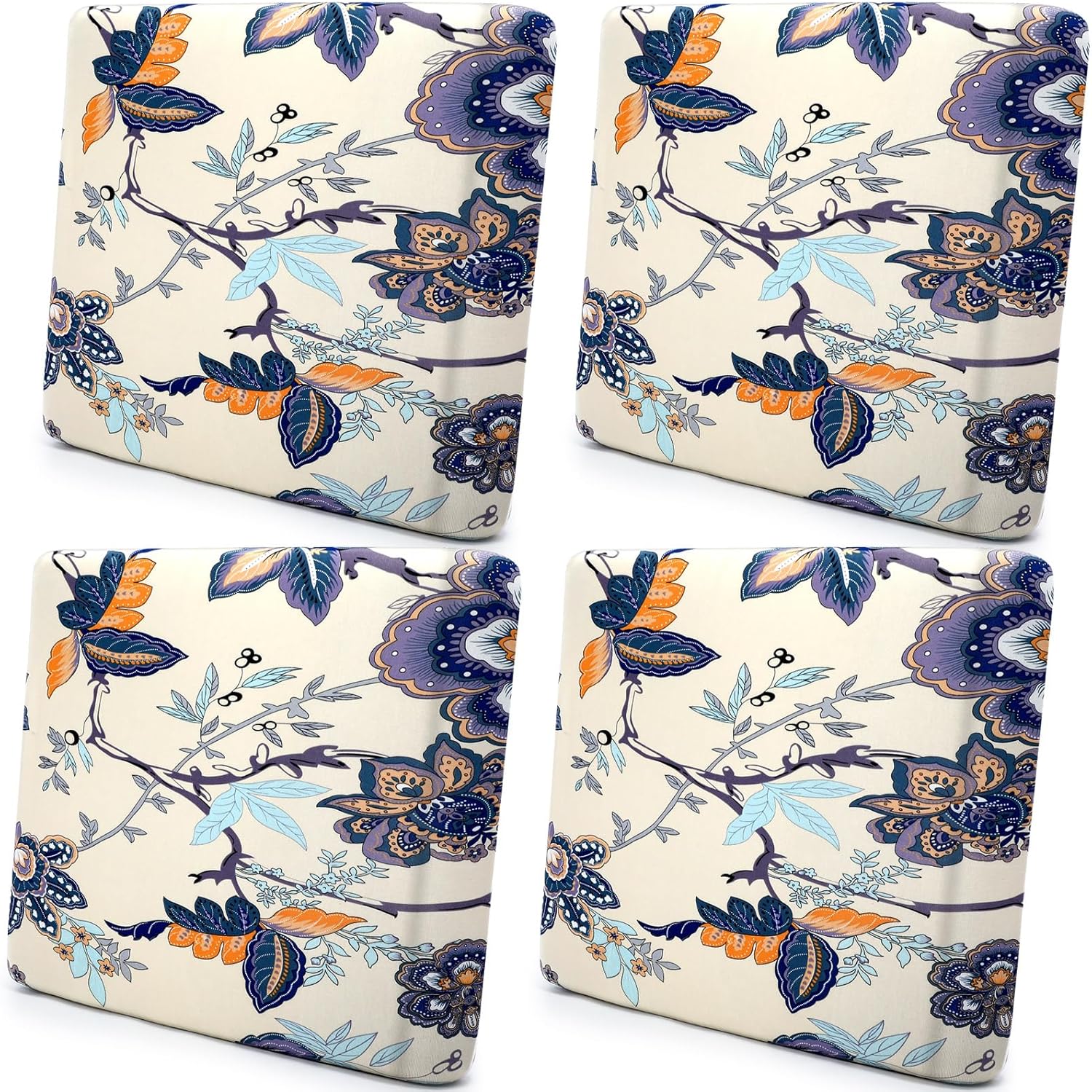 SmoothNovelty 4 Pcs Printed Couch Cushion Covers Stretch Furniture Sofa Washable Floral Replacement Seat Covers for Indoor and Outdoor (Poppy)