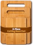 Ensemble de planches à découper - 3 Panneaux de coupe en bambou pour la cuisine, Planche à Découper en bois, Planches à Préparer, Viande, Légumes, Fruits, Pains, Fromages, Servir, Plancher à Décoper
