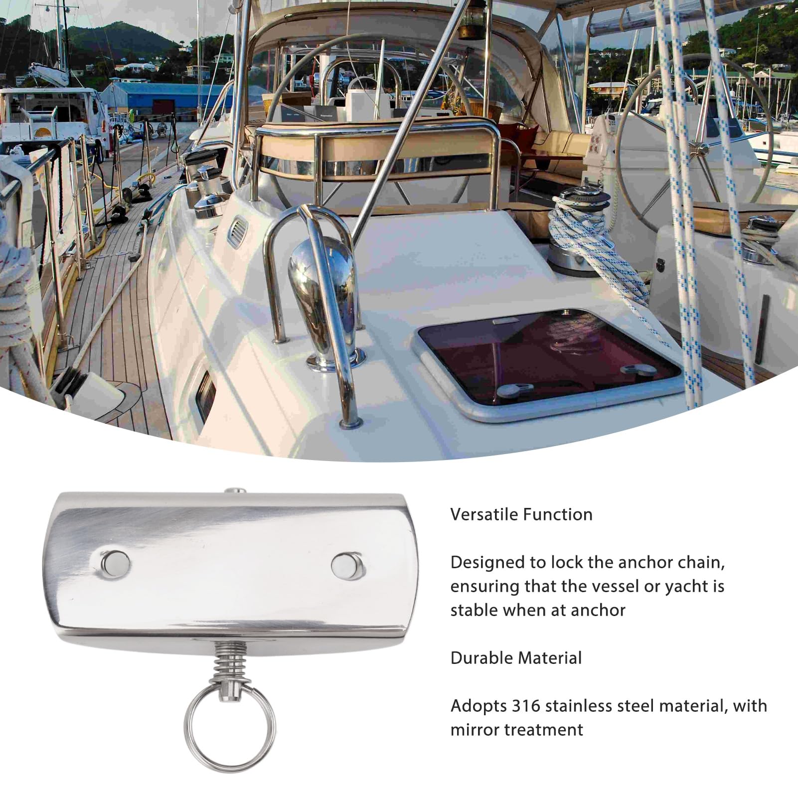 Verrou D'ancre de Bateau, Support de Butée de Verrouillage de Chaîne D'ancre de Bateau, Verrou D'arrêt en Acier Inoxydable 316 pour Bateaux, Yachts, Kayaks
