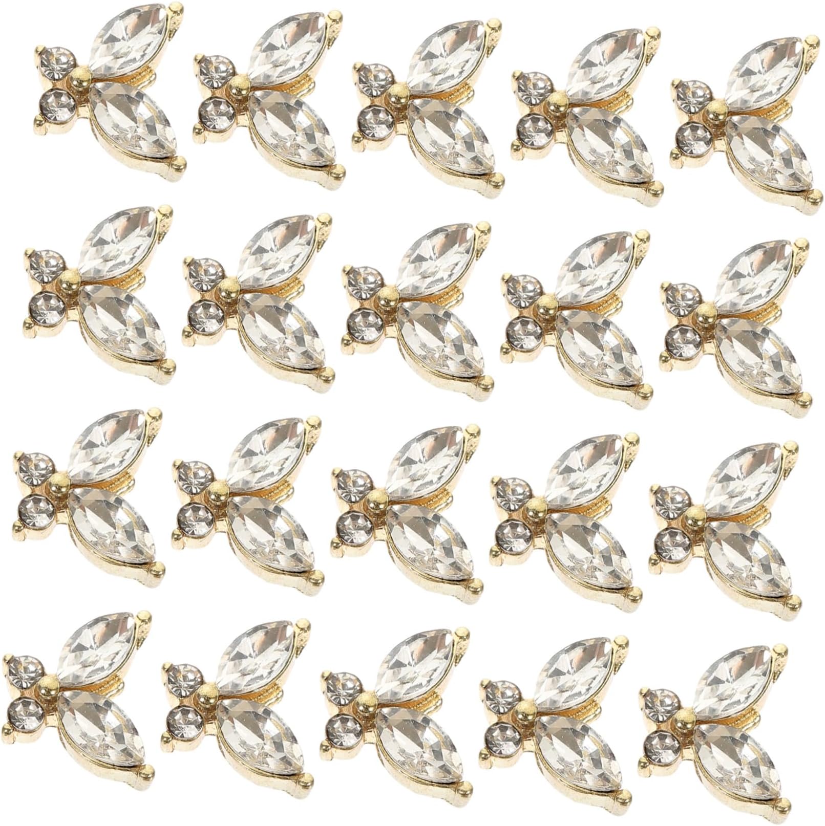 WOONEKY 20pcs Butterfly Nail Art Accessories Nail Gems Manicure Supplies Butterfly Nail Decor Butterfly Manicure Charms Nail Charms for Fake Nails Bling Nail Charm Nail Decors Alloy