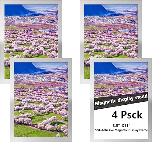 MANMANTAO 4 soportes magnéticos para letreros de 8.5 x 11 pulgadas, marcos de fotos autoadhesivos con borde magnético duradero y PVC transparente
