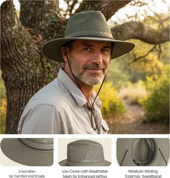 Henschel Hats Pathfinder Breezer - Wide-Brim Sun Hat for Men | Durable Chincord, Perfect Outdoor Hats