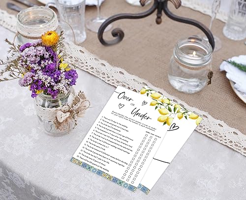 Miniatura 4 de Azulejos azules y limones sobre o debajo del juego para 30 invitados con tarjetas de juego, juego de limones para despedida de soltera, decoraciones