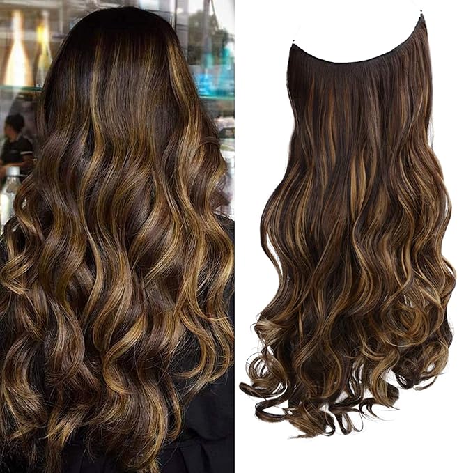 Amazon.com : REECHO Invisible Wire Hair Extensions with Transparent ...