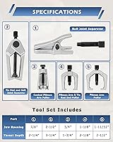 Vista 2 de DAYUAN Kit de herramientas de servicio frontal profesional, extractor de brazo Pitman, separador de rótula, herramienta removedor de barra