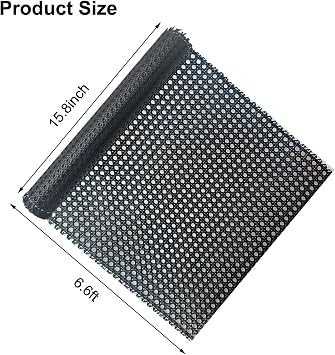 15.8in X 6.6ft Hexagonal Synthetic Black Plastic Rattan Cane Webbing Roll