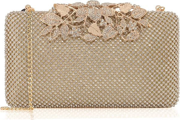 DEXMAY gold box clutch with flower clasp