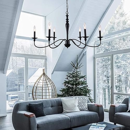 PAPAYA Candelabro moderno de granja  Vela colgante negra y dorada para isla de cocina, sala de estar y vestíbulo, perfecta para candelabros