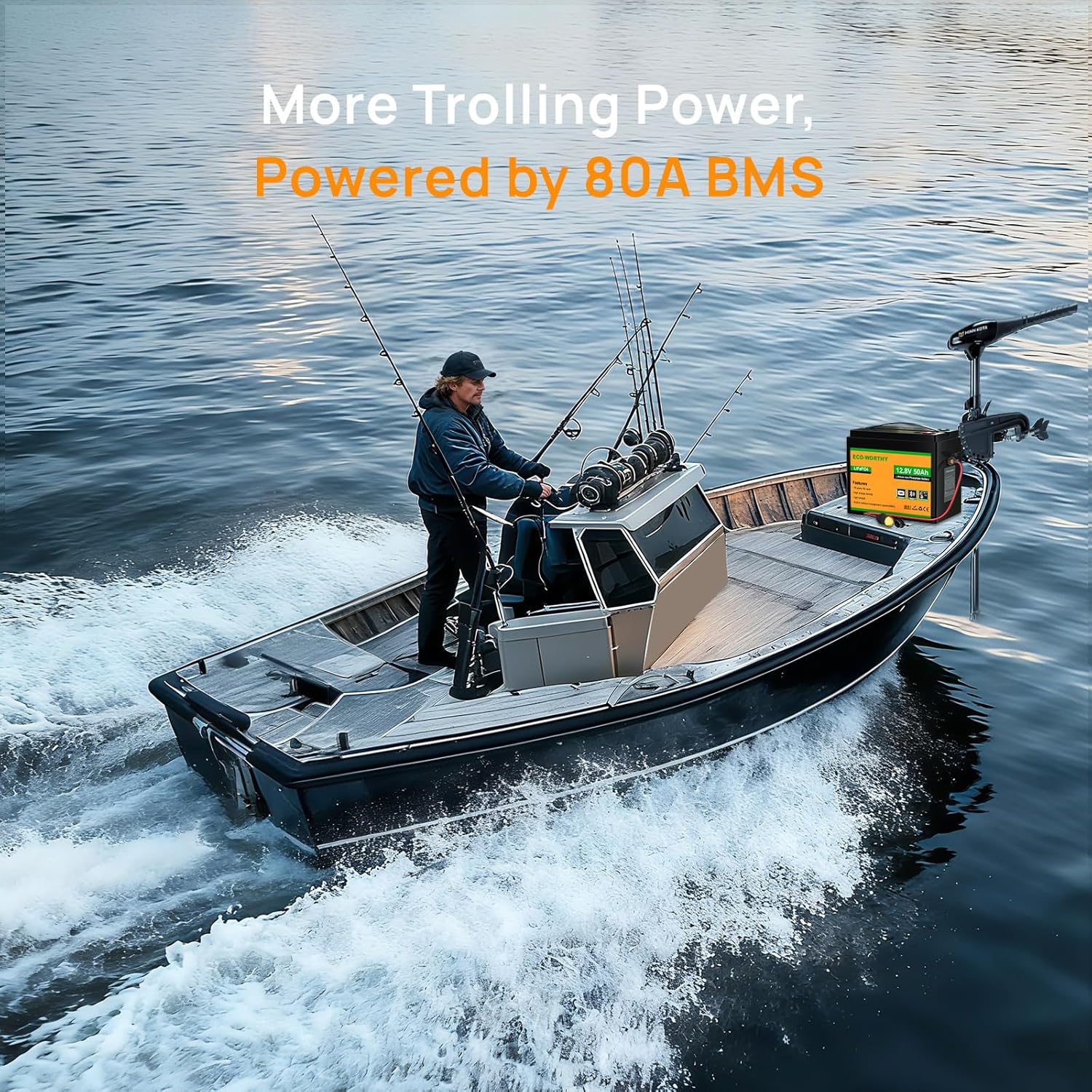 ECO-WORTHY 12V 50Ah LiFePO4 Lithium Battery with XT60 Interface, Bluetooth 5.0, Low Temp Protection, Connects to Power Inverter for Camping, Road Trips,Trolling Motors