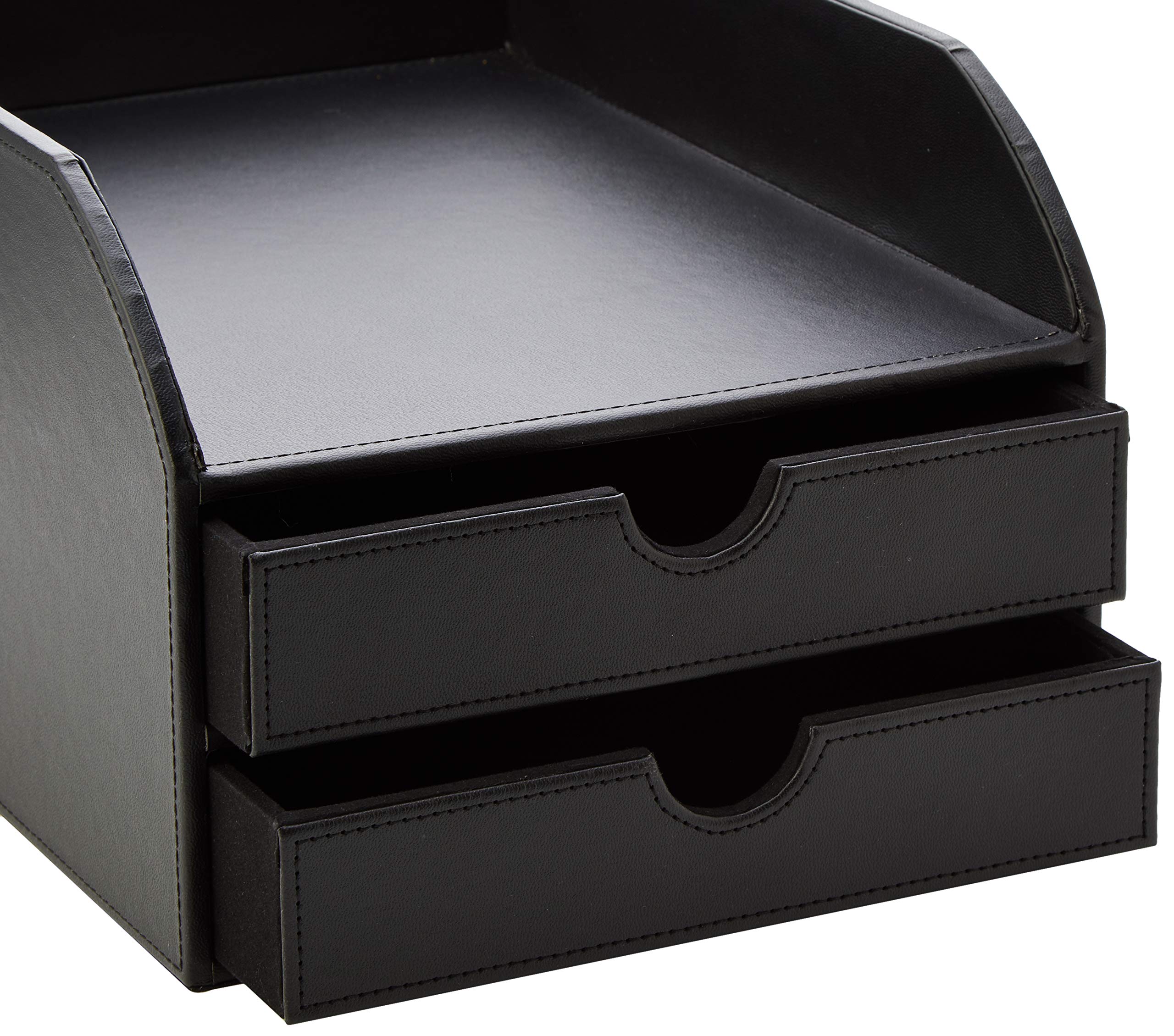 OSCO Faux Leather 2 Tier Sorter with Letter Tray