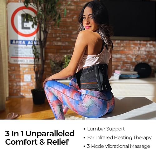 Miniatura 2 de FlexiHeat - Cinturón de calefacción de masaje con grafeno, 3 modos de intensidad, 3 niveles de terapia de calefacción por infrarrojos lejanos,