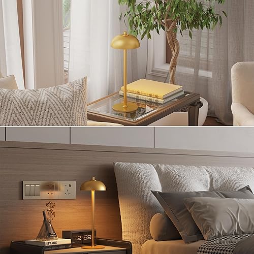 Miniatura 5 de Lámpara de mesa inalámbrica recargable  Luz de mesa con pilas de 5000 mAh, lámpara de mesa LED regulable de 3 colores con función de memoria para