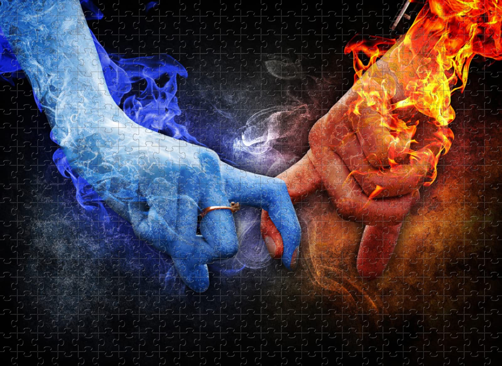 Puzzle per adulti 5000 pezzi Ghiaccio e fuoco mano nella mano per bambini con sviluppo intellettuale