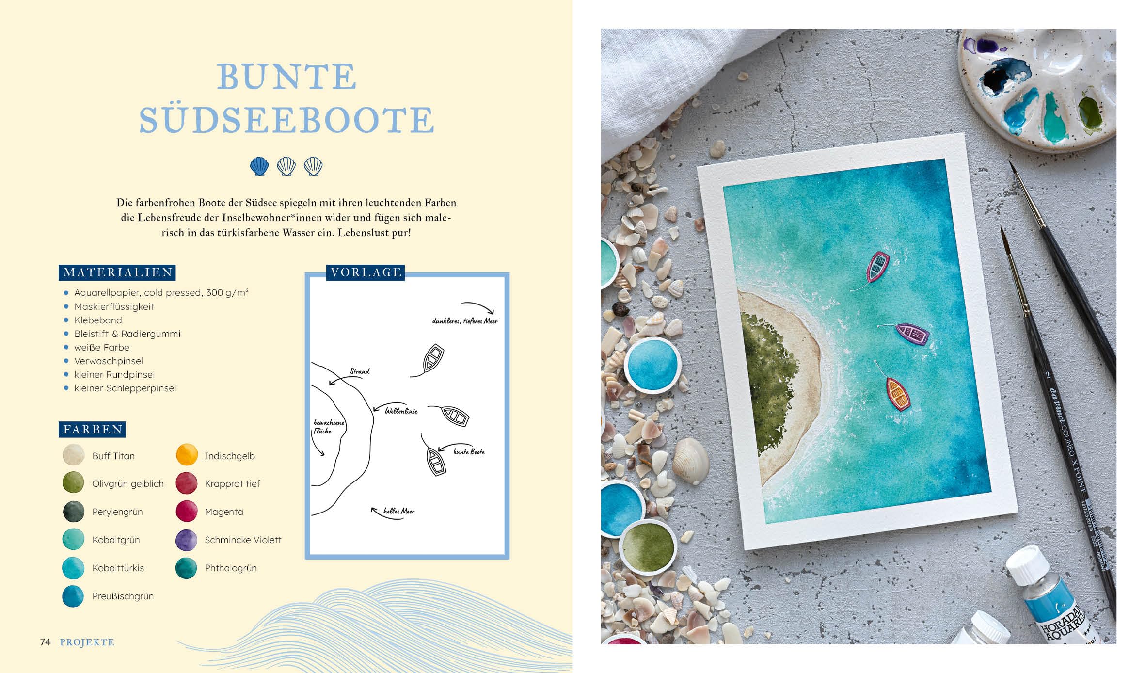 Salty Watercolor – Sommer, Sonne, Meer: 20 maritime Motive Step by Step in Aquarell malen | Strand, Meerestiere, Sonnenuntergang | Mit wichtigen ... | Mit Vorlagen zum direkten Losmalen