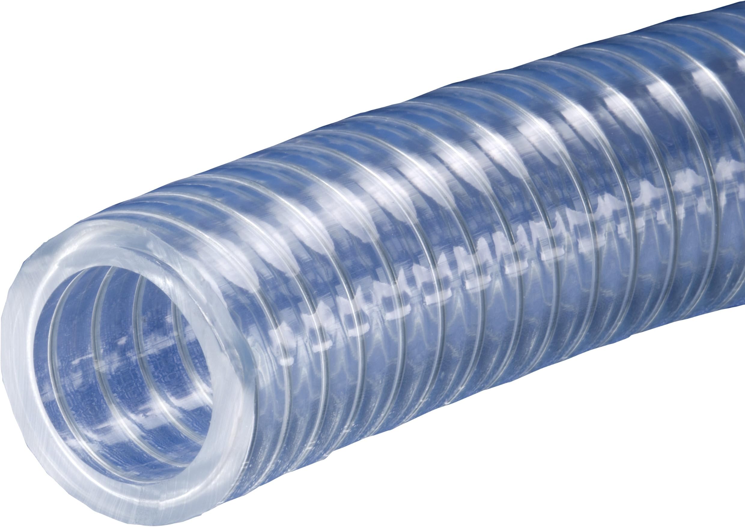 Kuri Tec K7130 Series Heavy Wall PVC Food and Beverage Vacuum/Transfer Hose, 100 psi, 100' Length x 1" ID, Clear/Blue Tint