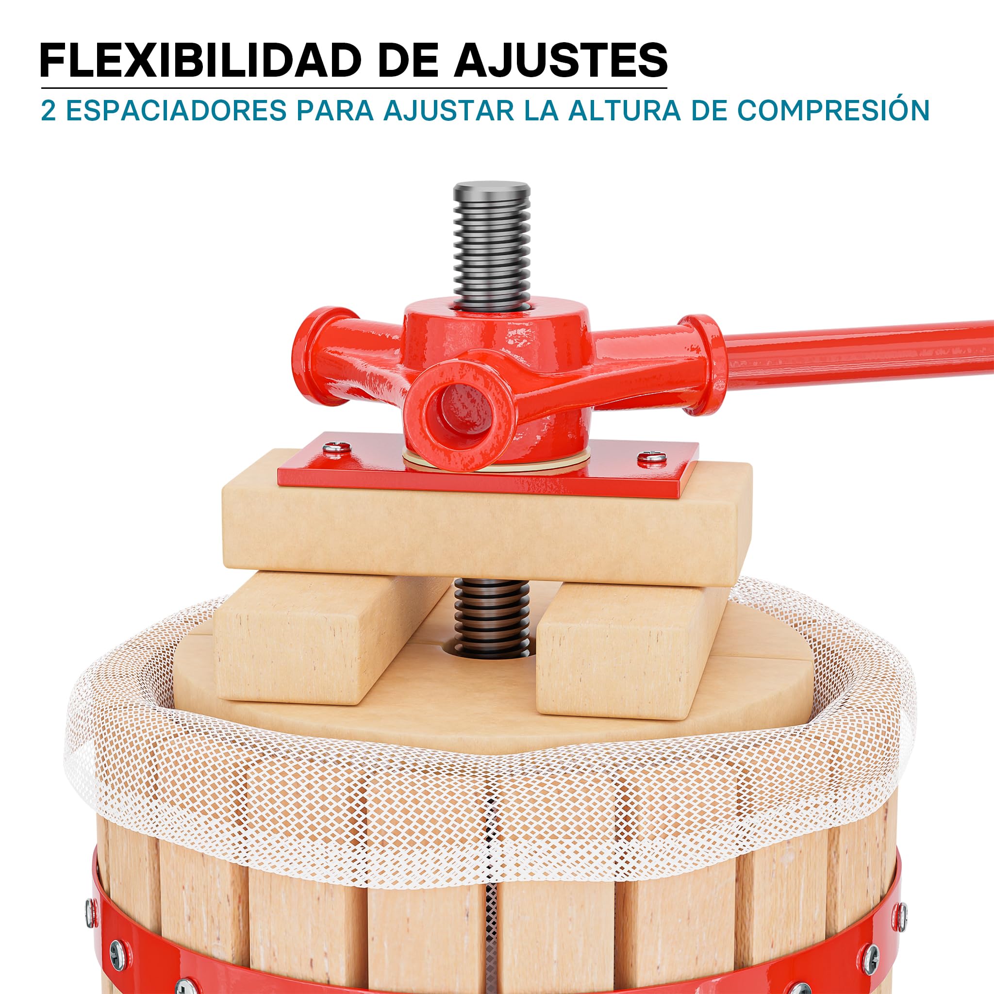 WilTec Prensa en Madera para Frutas, Mosto, Vino, Manzanas con Capacidad de 12 litros con Bolsa para Pulpa