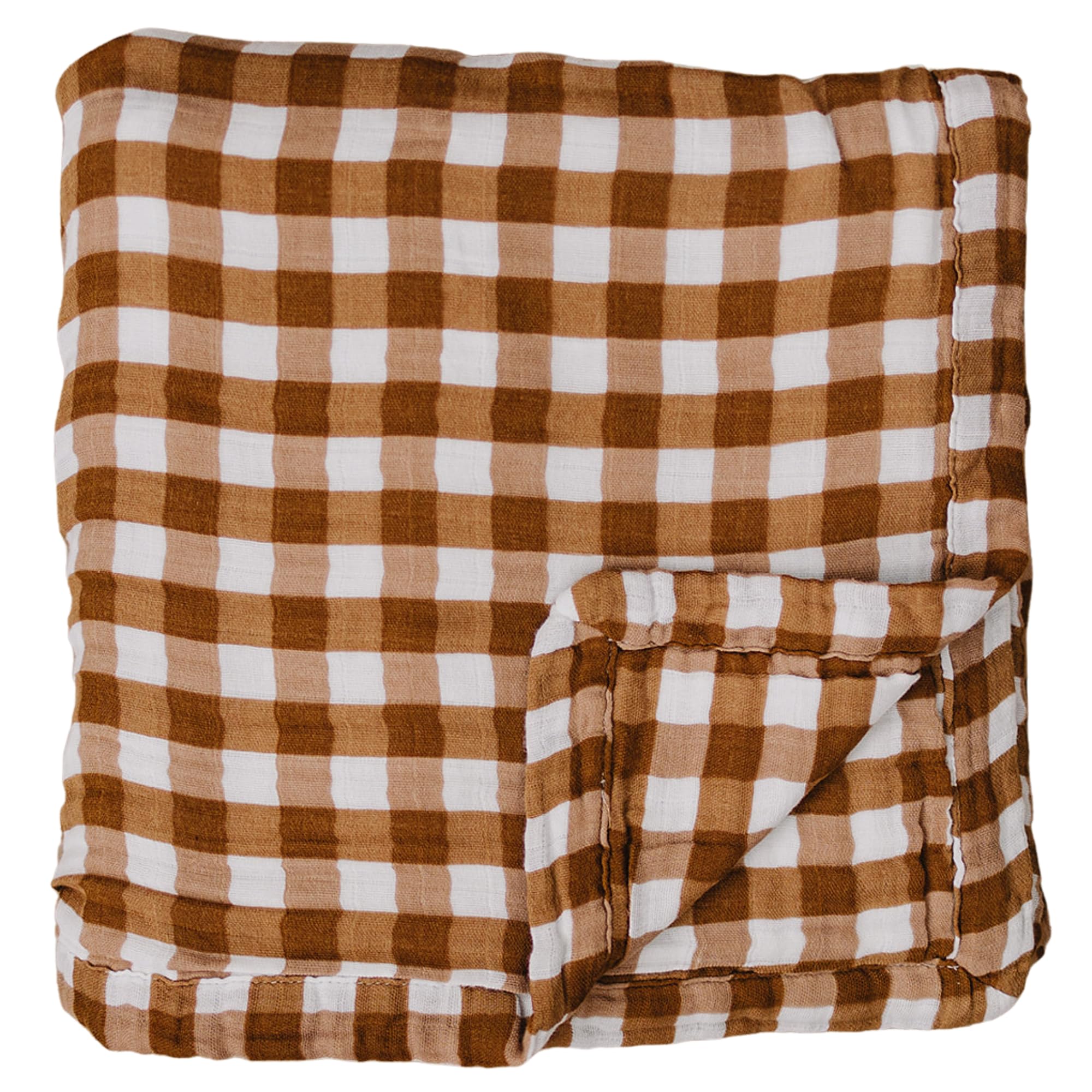 Mebie Baby Muslin Quilt, Gingham 100% Muslin Cotton Baby Blankets for Girls and Boys, Muslin Baby Blanket for Newborns, Babies, Toddler, Soft Muslin Swaddle Blankets, 47"x47"