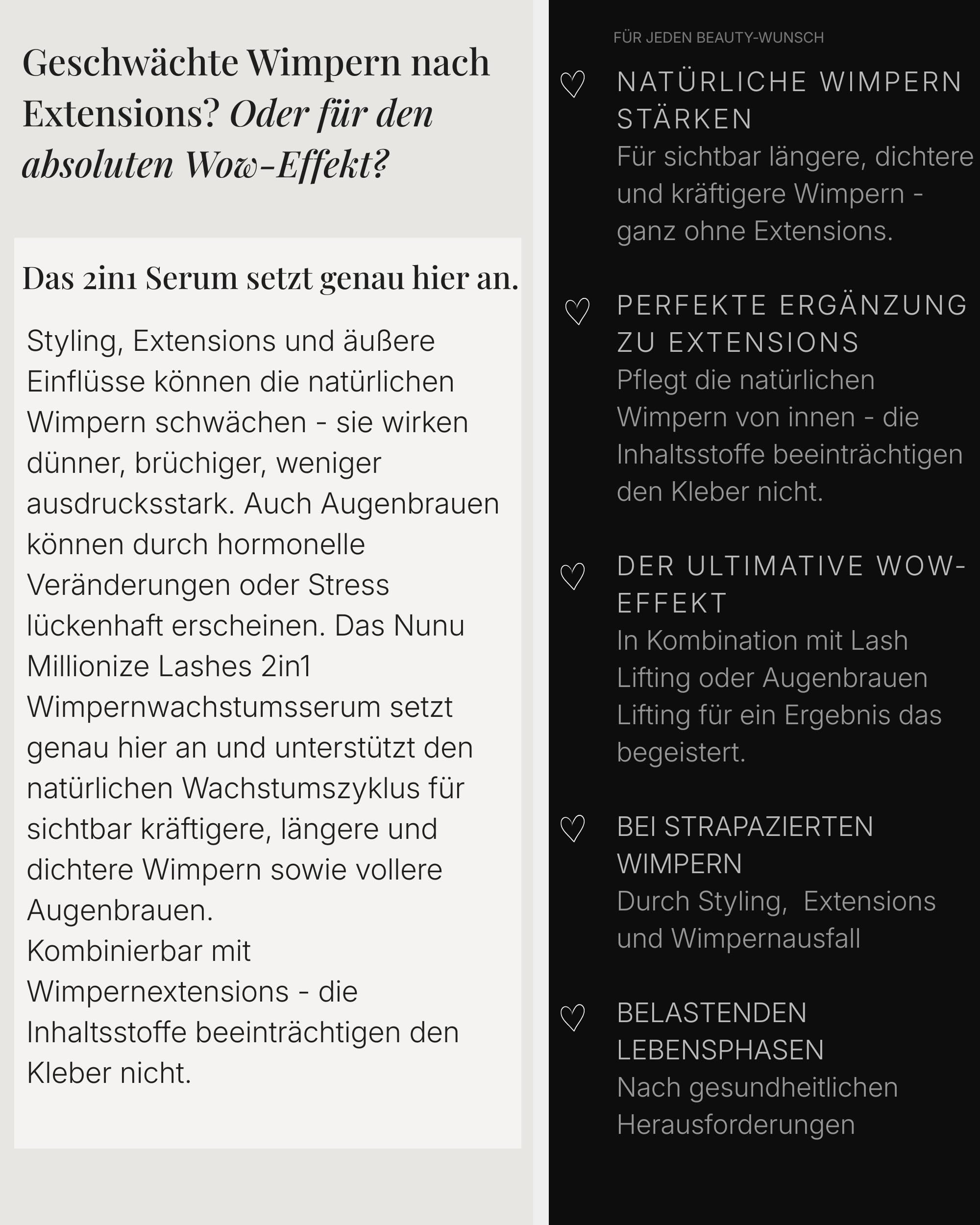 Millionize Lashes Wimpernserum & Augenbrauenserum 2in1 Lash Serum by Nunu | Bewährt in Kosmetikstudios & Parfümerien seit über 10 Jahren. Made in Germany. Eyelash Serum & Brow Serum