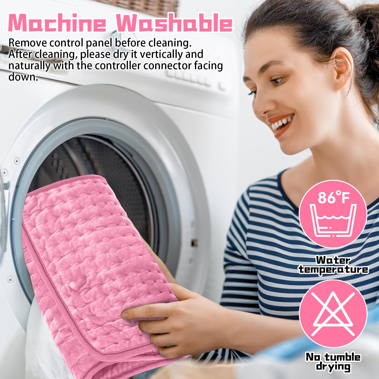 【Actualización】La almohadilla térmica eléctrica para el dolor en el cuello, la espalda y las almohadillas de calentamiento rápido ofrecen tela lavable a máquina más suave con 6 niveles de calor y