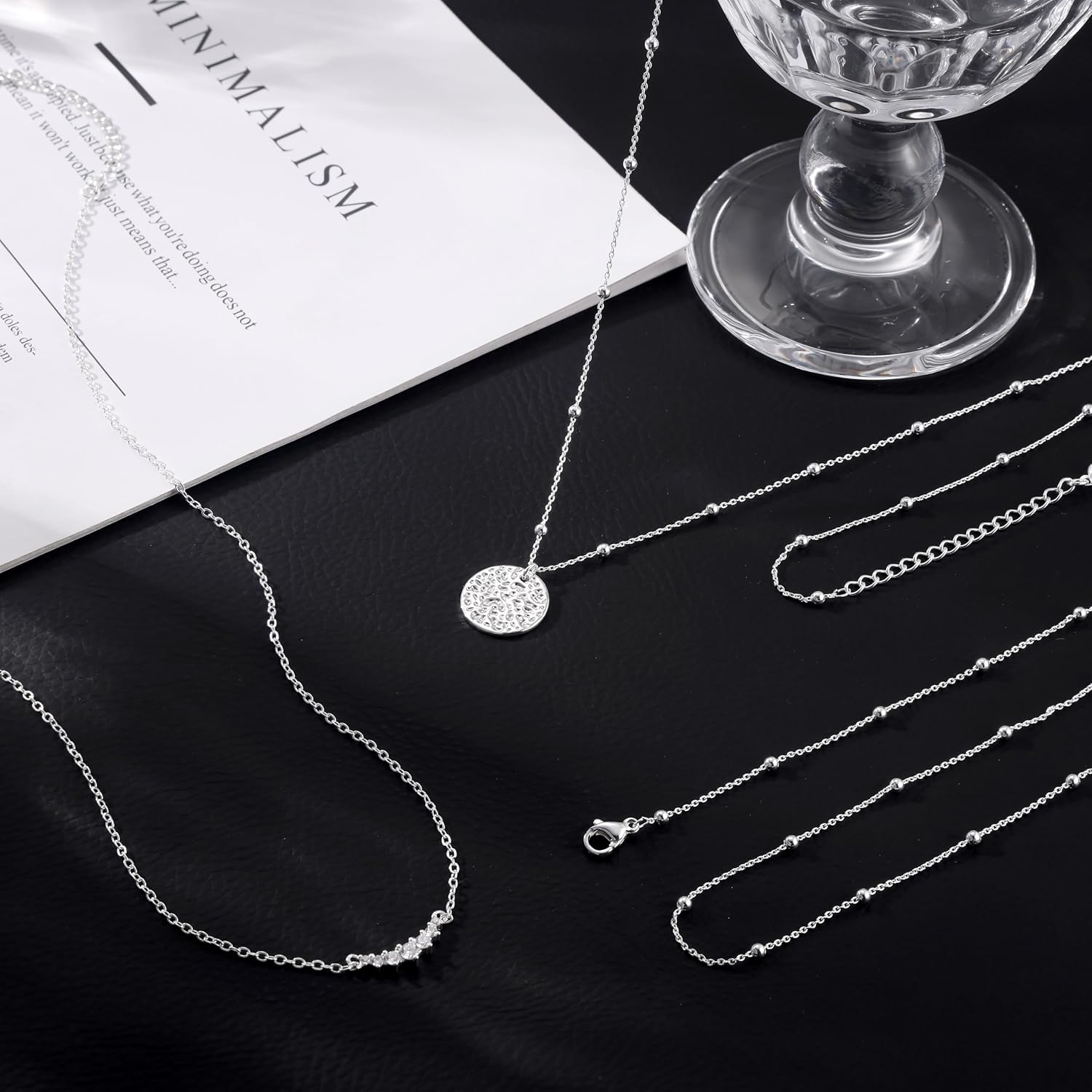 CHESKY Layered Silver Necklace for Women Trendy,Dainty Silver Plated Stackable Charm Necklace Layering Paperclip Tennis Rope Chain CZ Pendant Jewelry Set Gifts - Image 6