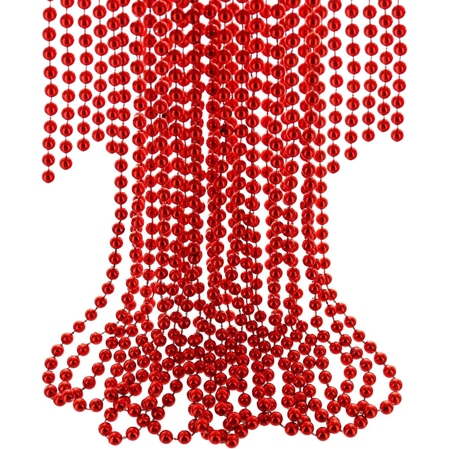 Trimming Shop 24 Feet Hanging Metallic Xmas Bead Decoration Shiny Artificial Tinsel String Pearl Chain Christmas Garland Wreath Tree Decorations DIY Art & Craft Home Party Room Gift Décor, Red