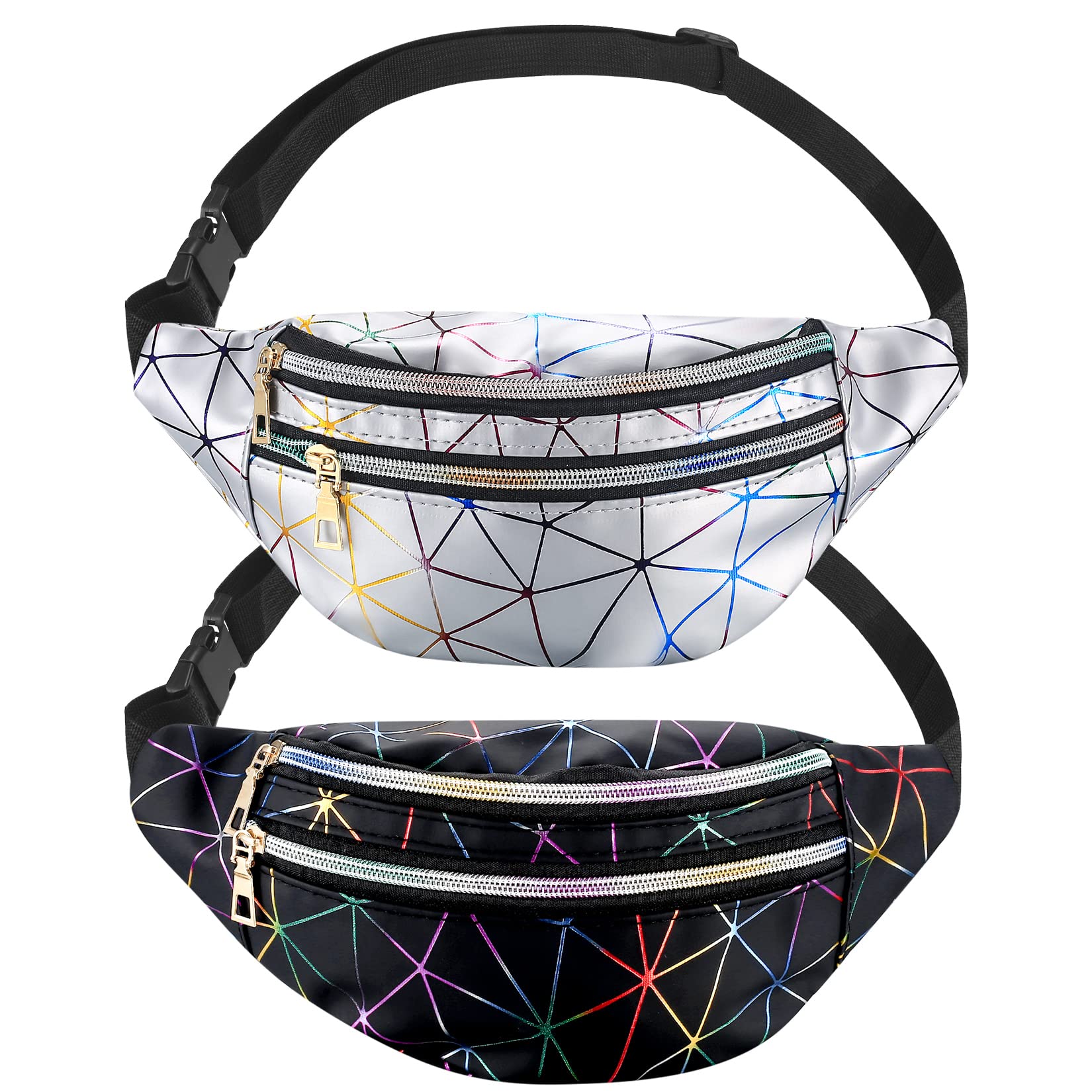 Marsupio Uomo Donna Olografico Glitter Argento: Leggero Impermeabile Per Running, Viaggi E Festival