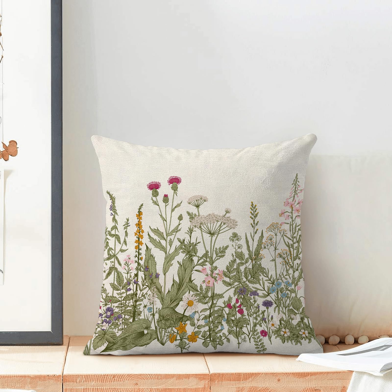 Set di 2 cuscini in velluto lilla ricamati con motivo a fiorellini 45 x 45 cm Echinacea