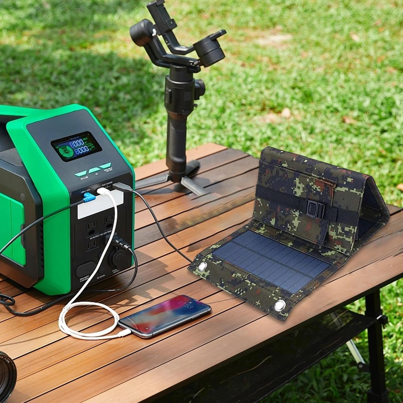 Chargeur solaire portable, panneaux solaires pour camping Chargeur pliable