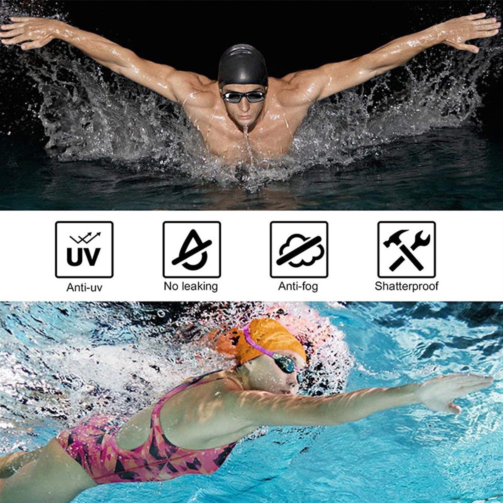Occhiali Da Nuoto Occhiali da nuoto for adulti anti-appannamento protezione UV uomo donna occhiali da nuoto occhiali da nuoto in silicone regolabili impermeabili