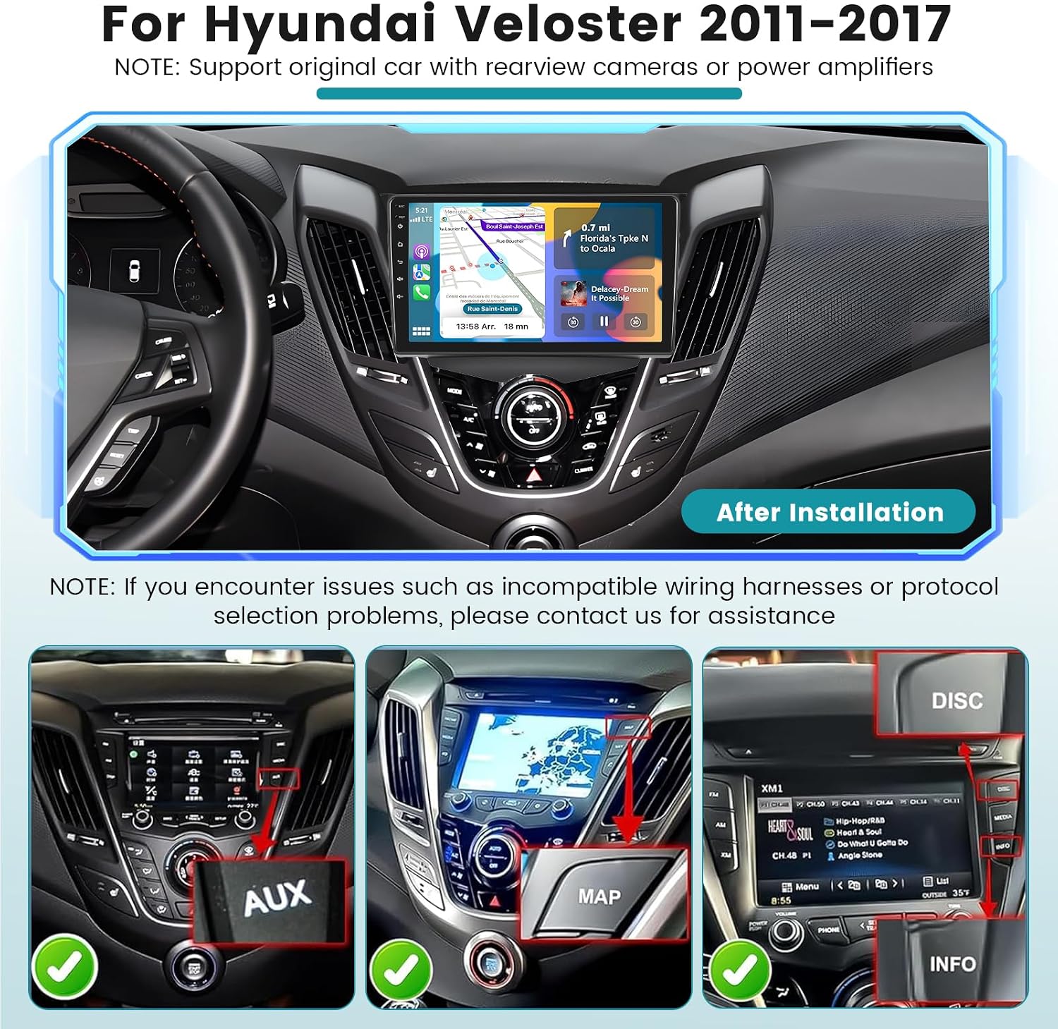 [DSP & EQ] 2+64G Car Radio for Hyundai Veloster 2011-2017 Wireless Carplay Android Auto, 9 inch IPS Touch Screen Car Stereo with Bluetooth5.0 GPS Navigation FM RDS 5GHz WiFi Backup Camera