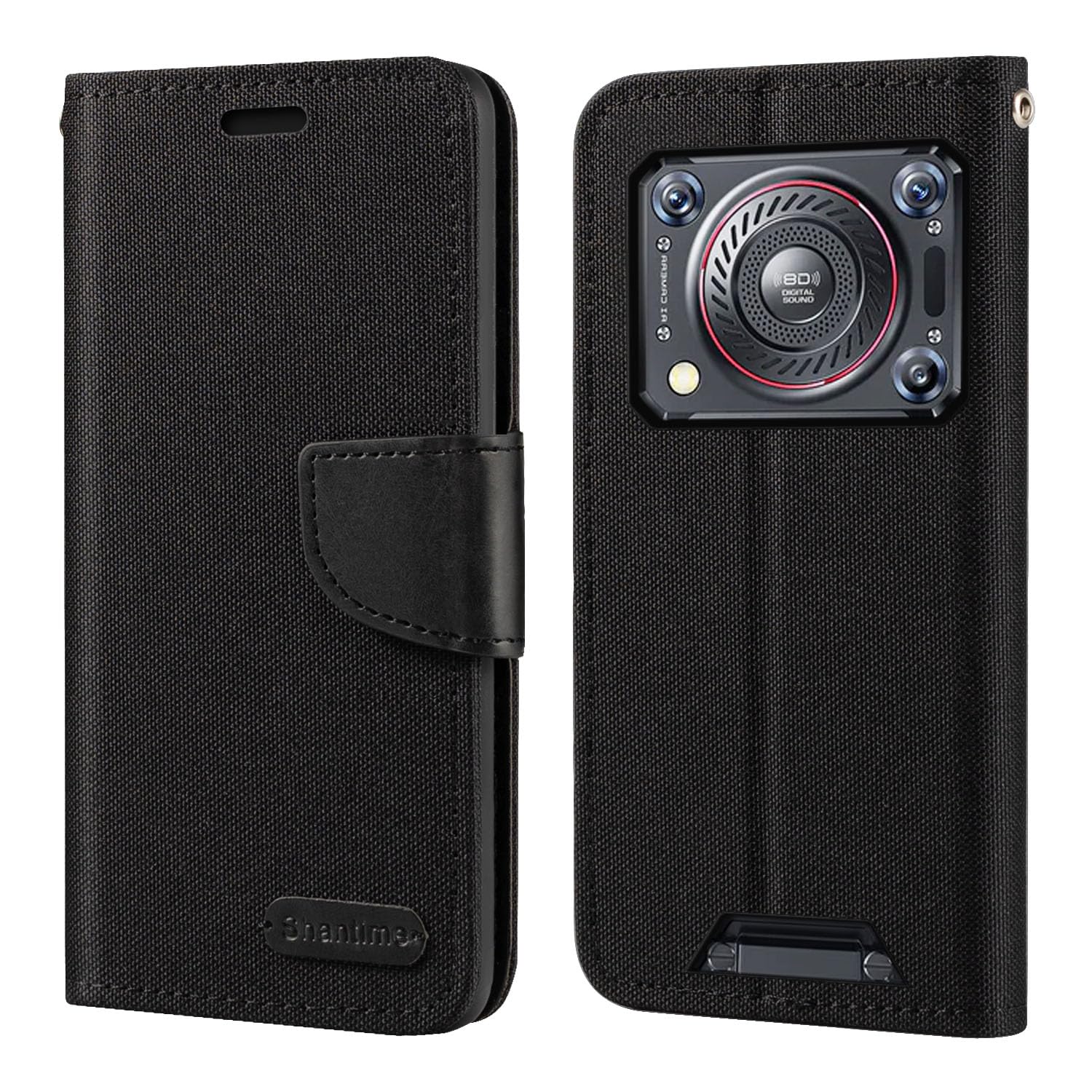 Oxford Fabric PU Leather Flip Wallet Case Compatible with Oukitel WP33 Pro 5G, Durable Protective Cover with Card Slots and Magnetic Closure (Black)