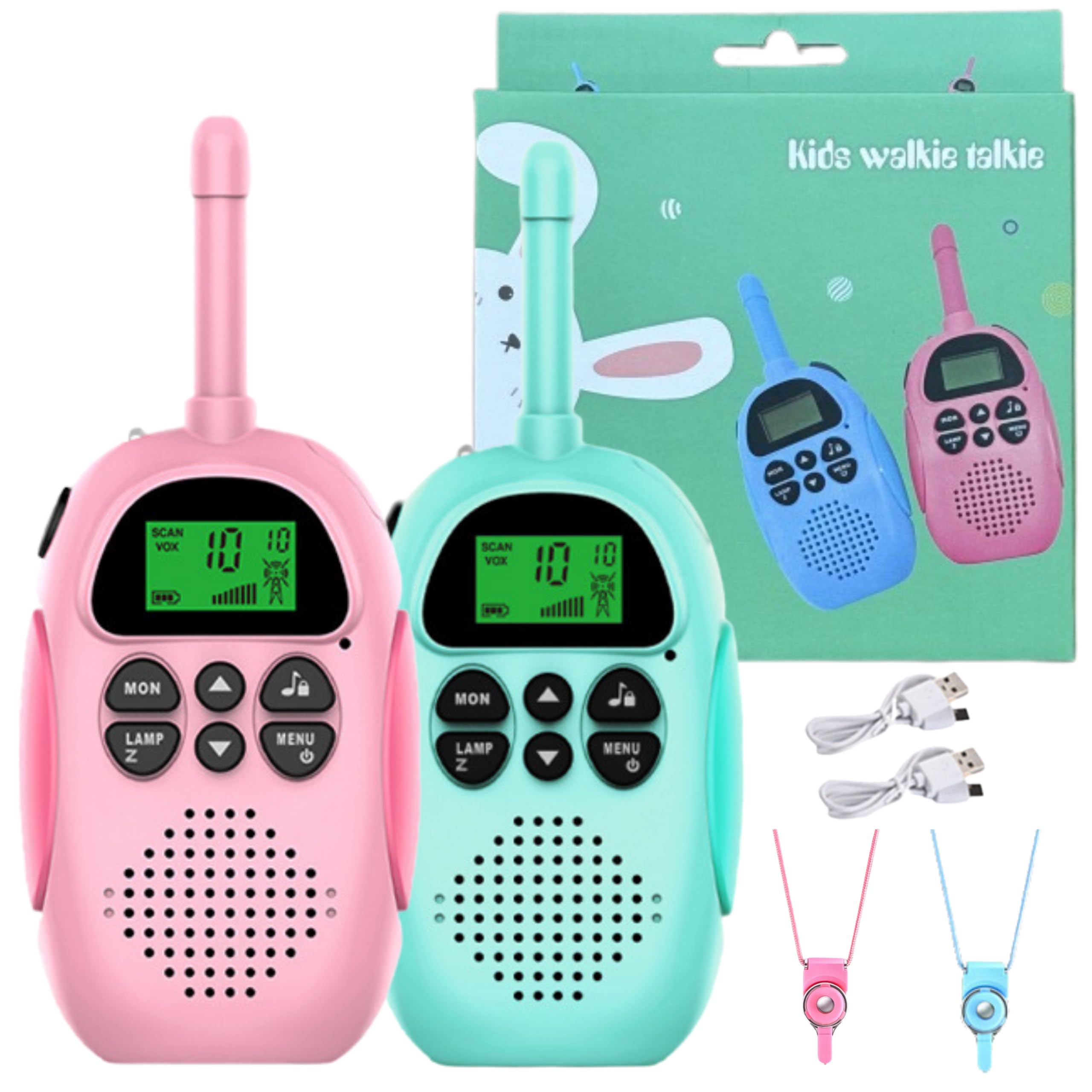 Lovecht Walkie Talkies for Kids Rechargeable - Long Range Walkie-Talkie with Li-Ion Battery - 2 Way Radios for Outdoor Camping - Kids Toy for 3-12 Years Old