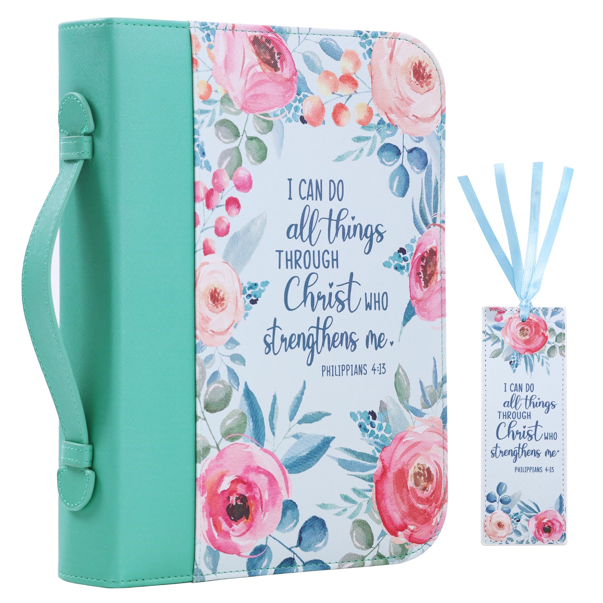 Bible Cover Case for Women PU Leather Woman Book Carrying Bag Bible Study Sipples Accessories with PU Bookmark Journaling Kit Christian Gifts